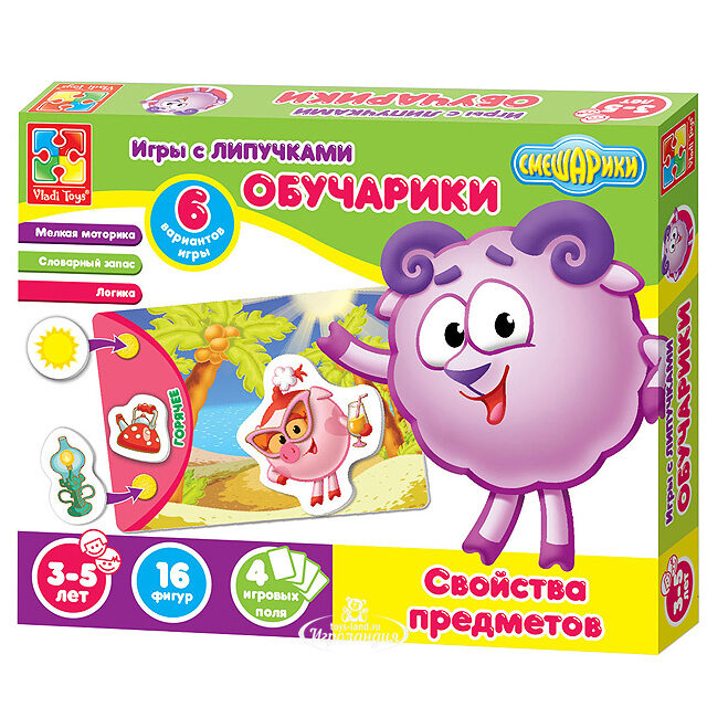 Развивающая игра Обучарики: Свойства предметов с липучками Vladi Toys