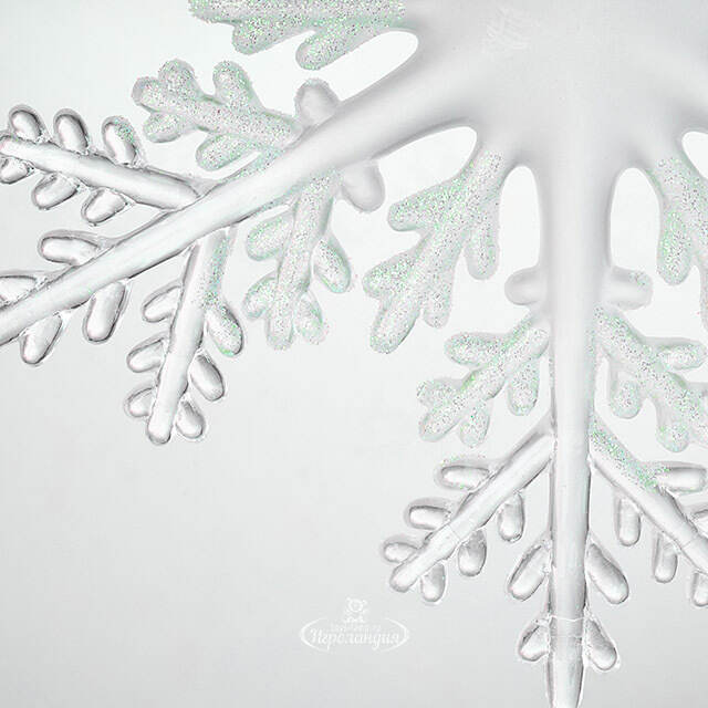 Елочная игрушка Снежинка - Ледяные узоры 15 см, серебристо-зелёная, подвеска Kurts Adler