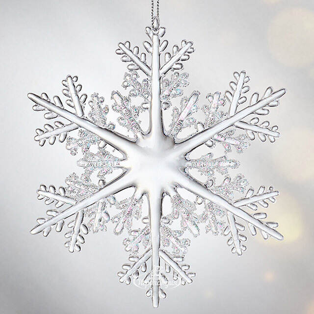 Елочная игрушка Снежинка - Ледяные узоры 15 см, серебряная, подвеска Kurts Adler