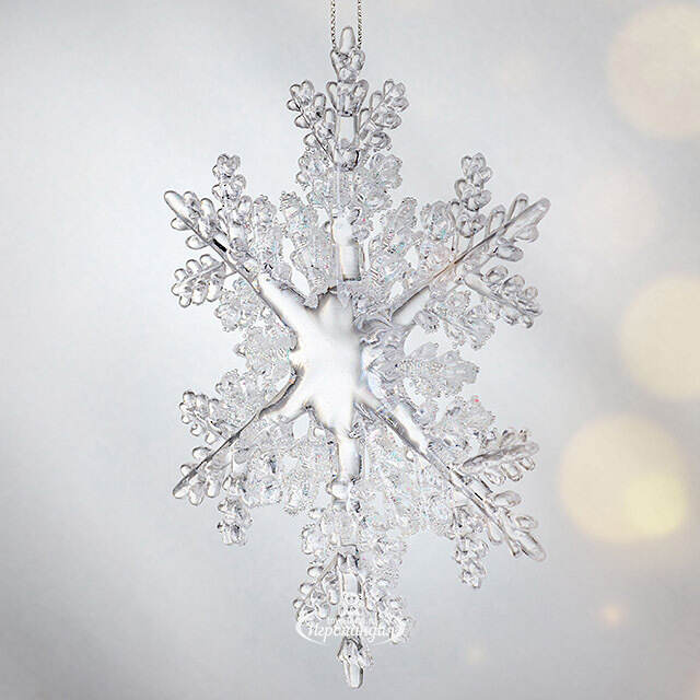 Елочная игрушка Снежинка - Ледяные узоры 15 см, серебряная, подвеска Kurts Adler