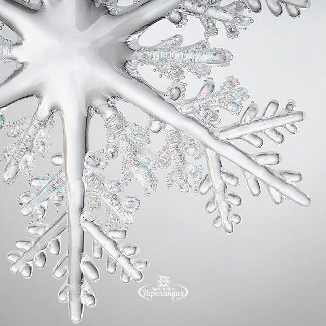 Елочная игрушка Снежинка - Ледяные узоры 15 см, серебряная, подвеска Kurts Adler