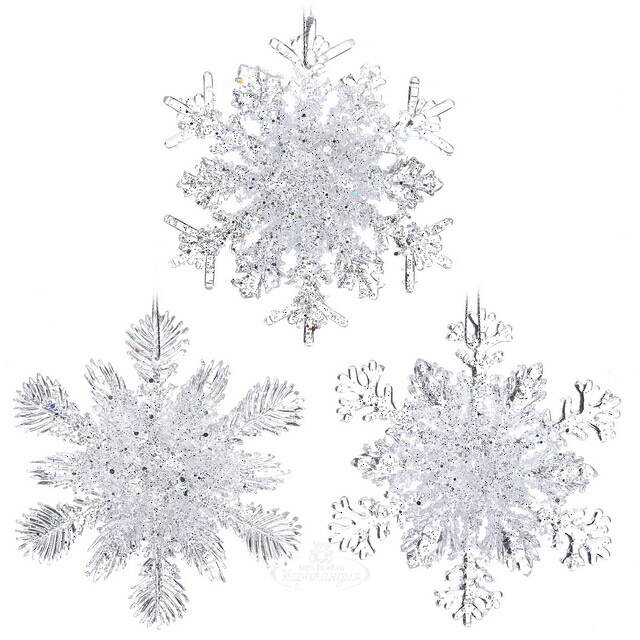 Набор елочных игрушек Снежинки - Grazie Lungomare 11 см, 3 шт, подвеска Kurts Adler