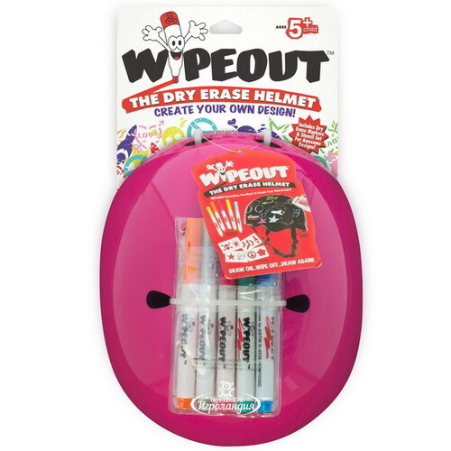 Детский защитный шлем Wipeout Neon Pink с фломастерами, 52-56 см Wipeout