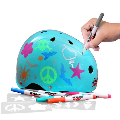 Детский защитный шлем Wipeout Teal Blue с фломастерами, 49-52 см Wipeout