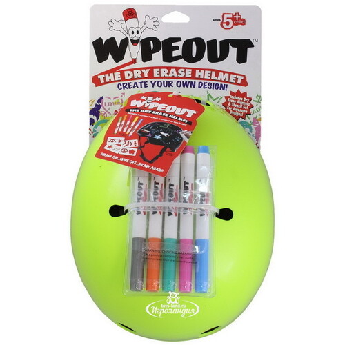 Детский защитный шлем Wipeout Neon Zest с фломастерами, 49-52 см Wipeout