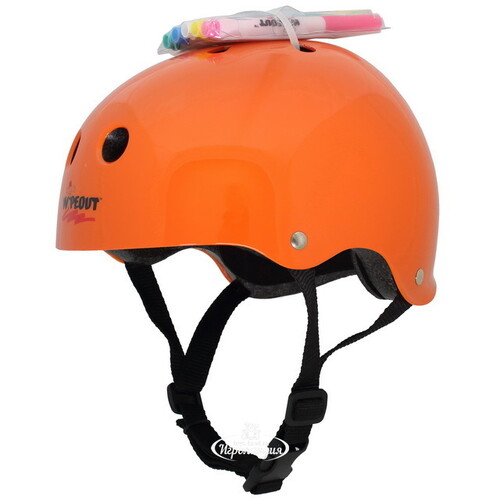 Детский защитный шлем Wipeout Neon Tangerine с фломастерами, 49-52 см Wipeout