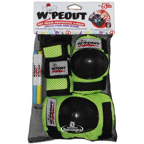 Защита для роликов и самоката Wipeout Zest 3 в 1 с фломастерами, 4-12 лет Wipeout