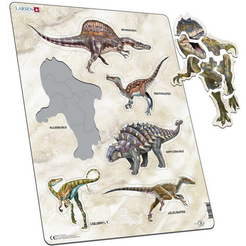 Детский пазл Динозавры 6 в 1, 30 элементов, 36*28 см LARSEN