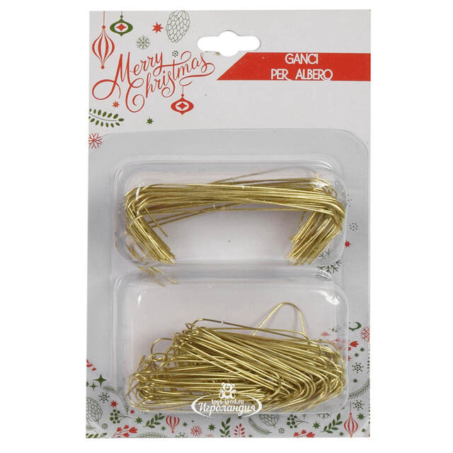Крючки для елочных игрушек Wellman 4-6 см, 150 шт, золотые Due Esse Christmas