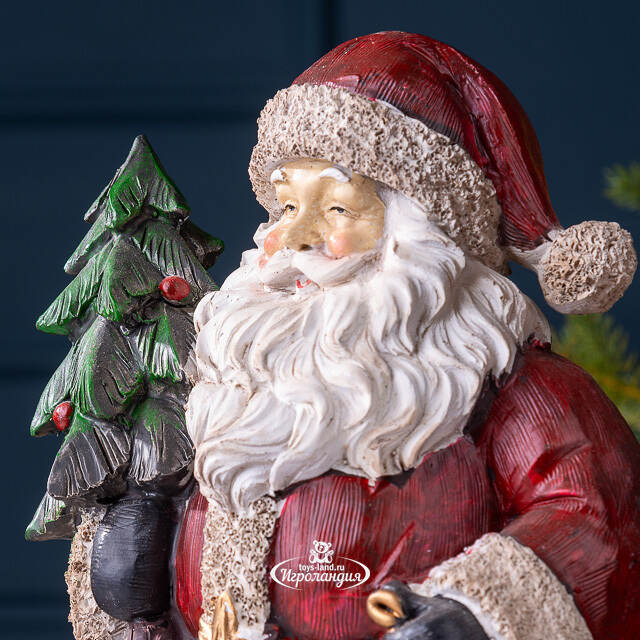 Новогодняя фигурка Санта с елочкой и фонариком 29 см Due Esse Christmas