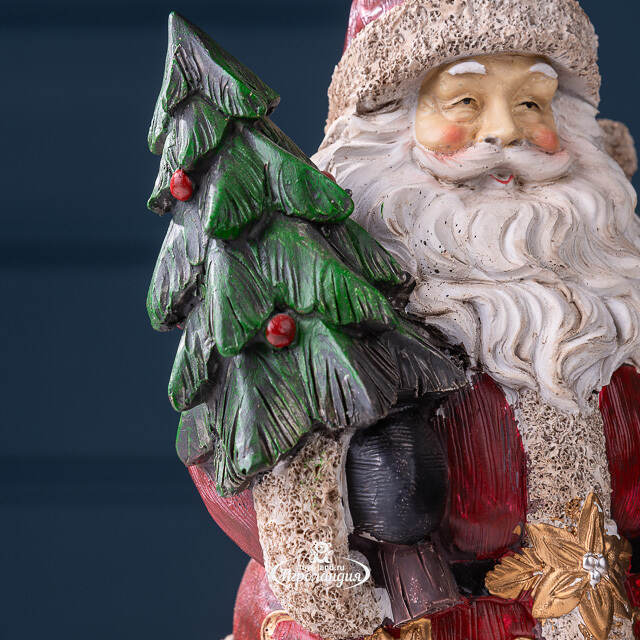 Новогодняя фигурка Санта с елочкой и фонариком 29 см Due Esse Christmas