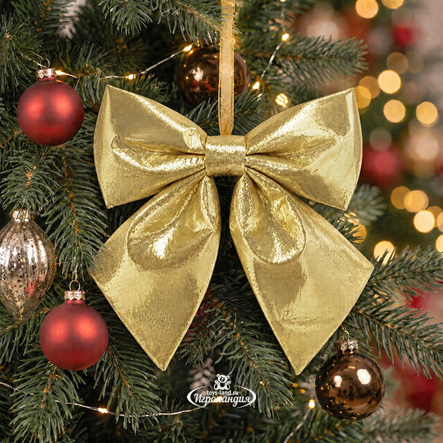 Бант на елку Де Ламонт 15*13 см золотой Due Esse Christmas (Ду Эссе Кристмас)