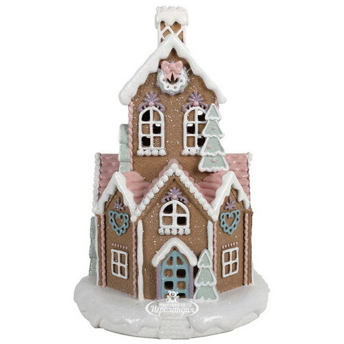Новогодний домик с подсветкой Gingerbread Man Town: Biscotte Rose 32*21 см, на батарейках Due Esse Christmas