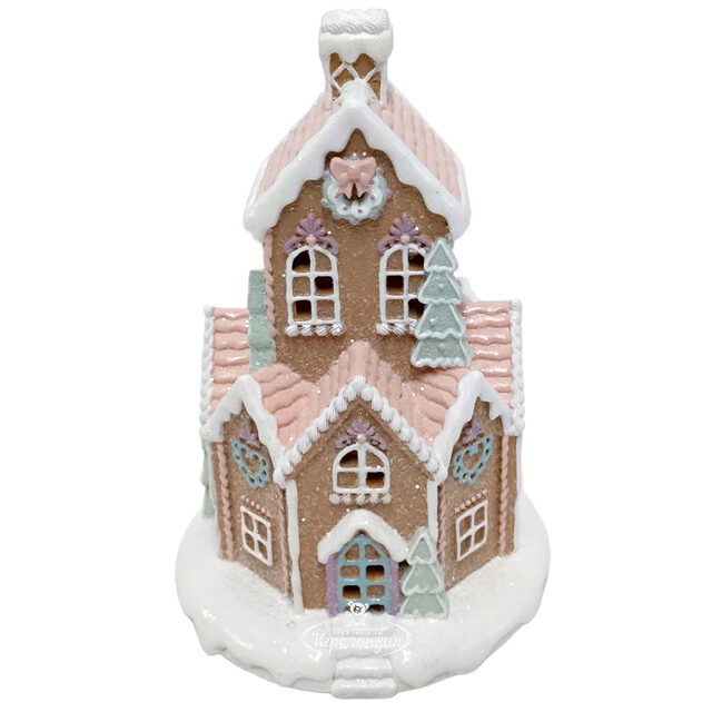 Новогодний домик с подсветкой Gingerbread Man Town: Biscotte Rose 23*15 см, на батарейках Due Esse Christmas