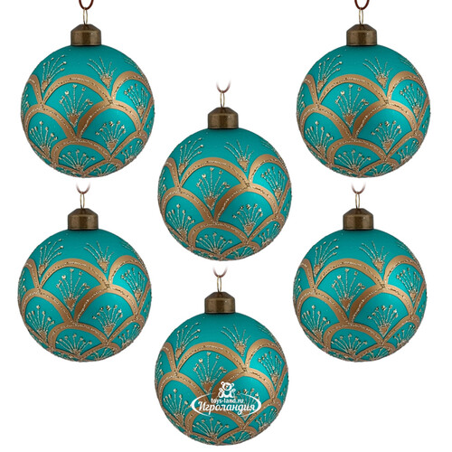 Набор стеклянных шаров Maria Theresa Turquo 8 см, 12 шт Due Esse Christmas