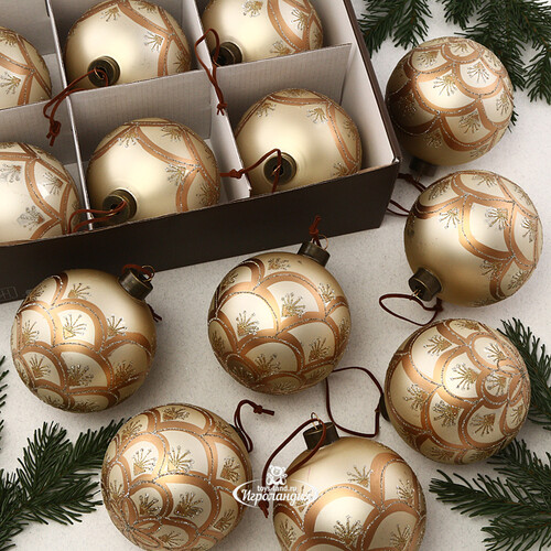 Набор стеклянных шаров Maria Theresa Creme 10 см, 9 шт Due Esse Christmas