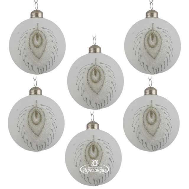 Набор стеклянных шаров Plume de Blanc 8 см, 12 шт Due Esse Christmas