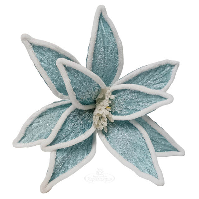 Пуансеттия Georgette 30 см бирюзовая, на стебле Due Esse Christmas