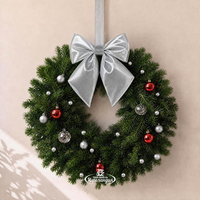 Бант на елку De Lamont 19*16 см серебряный Due Esse Christmas (Ду Эссе Кристмас)