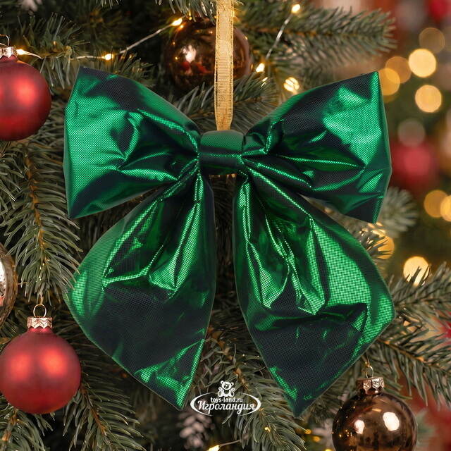 Бант на елку Де Ламонт 15*13 см зеленый Due Esse Christmas (Ду Эссе Кристмас)