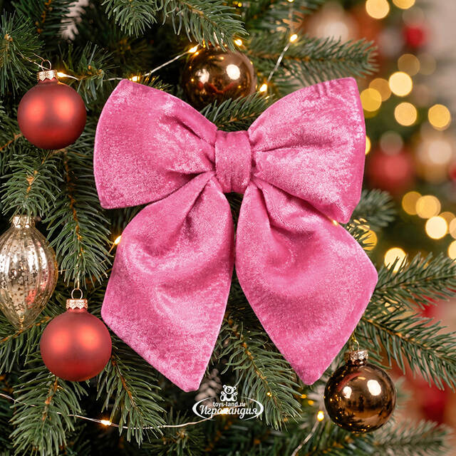Бант на елку Элинор 15*13 см розовый Due Esse Christmas (Ду Эссе Кристмас)