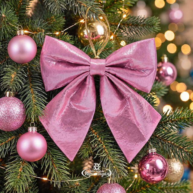 Бант на елку Де Ламонт 15*13 см светло-розовый Due Esse Christmas (Ду Эссе Кристмас)