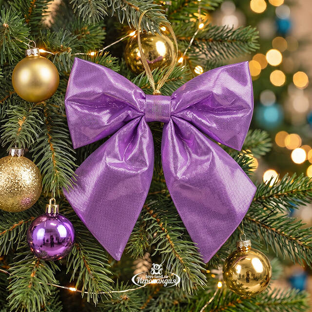 Бант на елку Де Ламонт 15*13 см фиолетовый Due Esse Christmas (Ду Эссе Кристмас)
