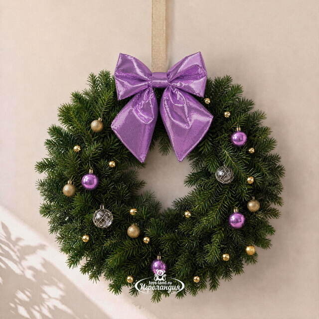 Бант на елку Де Ламонт 19*16 см фиолетовый Due Esse Christmas (Ду Эссе Кристмас)