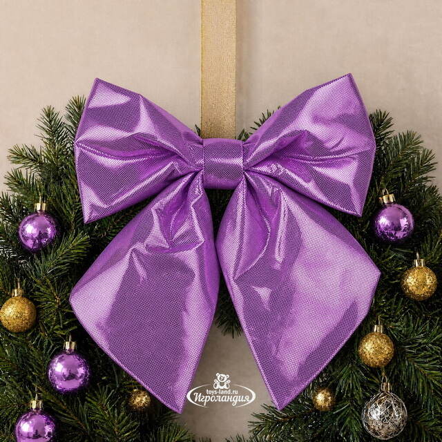 Бант на елку Де Ламонт 19*16 см фиолетовый Due Esse Christmas (Ду Эссе Кристмас)