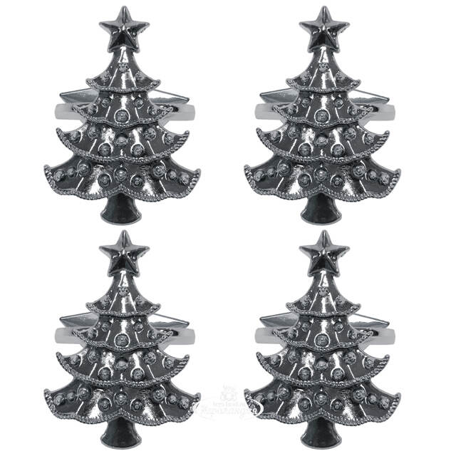 Кольца для салфеток Silver Tree 5 см, 4 шт Due Esse Christmas