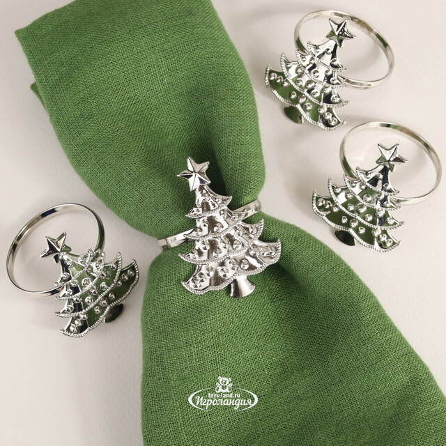 Кольца для салфеток Silver Tree 5 см, 4 шт Due Esse Christmas