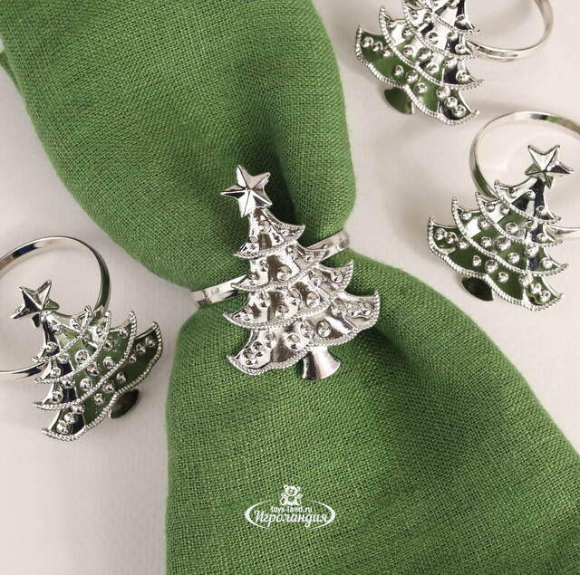 Кольца для салфеток Silver Tree 5 см, 4 шт Due Esse Christmas