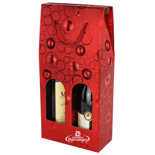 Подарочный пакет-коробка для бутылок Барнелли 38*19 см красный Due Esse Christmas