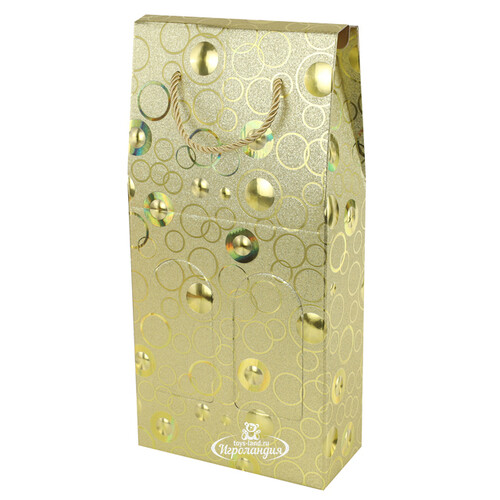 Подарочный пакет-коробка для бутылок Барнелли 38*19 см золотой Due Esse Christmas