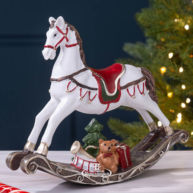 Декоративная фигурка Лошадка-качалка Либерти с подарками 20 см Due Esse Christmas (Ду Эссе Кристмас)