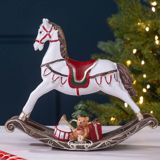 Декоративная фигурка Лошадка-качалка Либерти с подарками 20 см Due Esse Christmas (Ду Эссе Кристмас)
