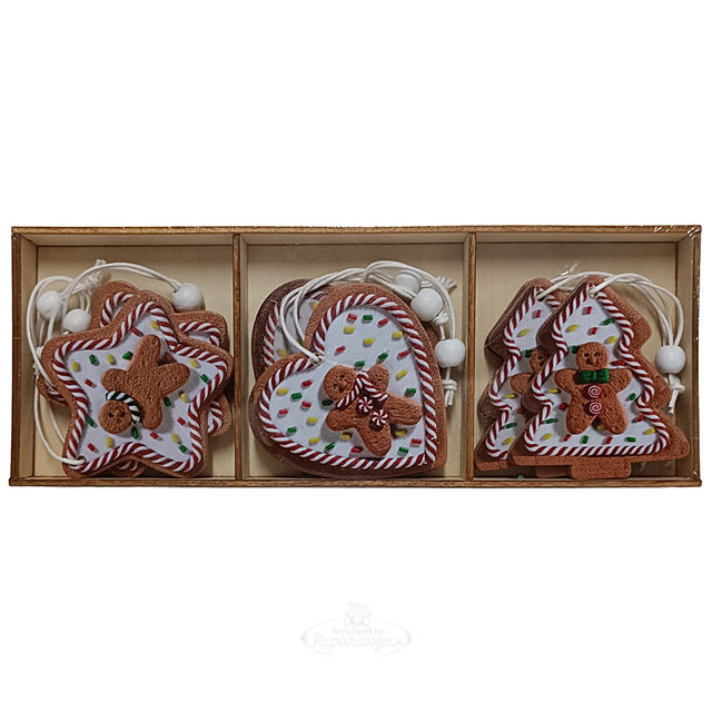 Набор елочных игрушек Пряничное веселье 6 см,  9 шт, подвеска Due Esse Christmas