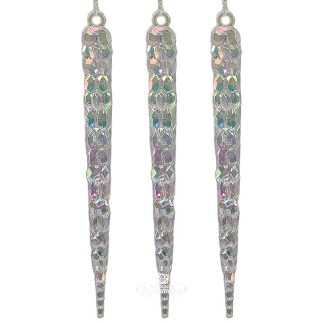 Набор елочных игрушек Сосульки - Ice Lace 14 см, 3 шт, подвеска Due Esse Christmas
