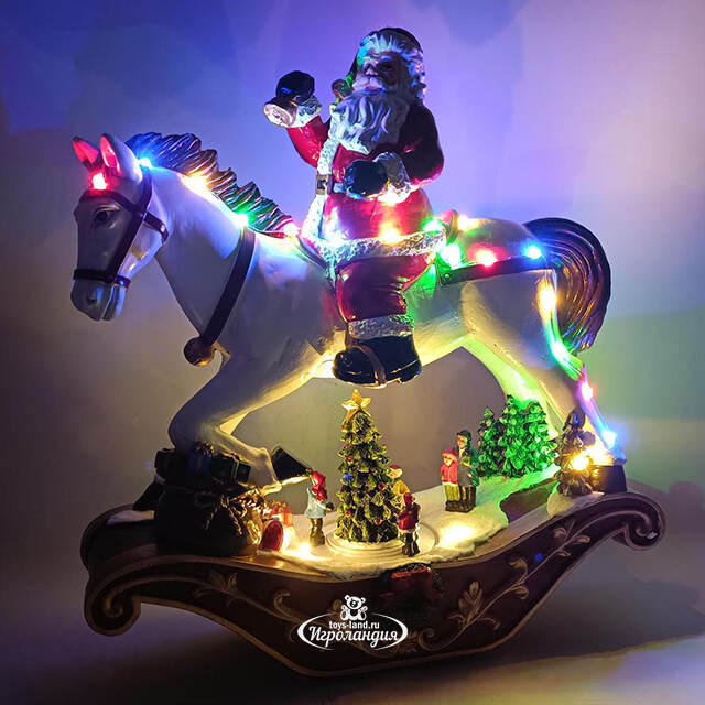 Декоративная светящаяся фигура Дед Мороз с подарками 35*33 см, движение, музыка, батарейка Due Esse Christmas