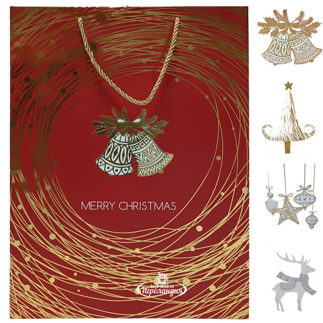 Подарочный пакет Campana D'Argento - Колокольчики 45*33 см Due Esse Christmas