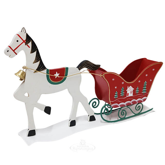 Декоративная фигурка Лошадь Амадео в упряжке 32*24 см красная Due Esse Christmas