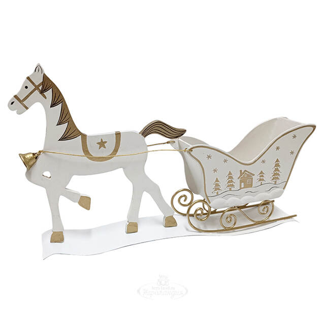 Декоративная фигурка Лошадь Амадео в упряжке 32*24 см белая Due Esse Christmas