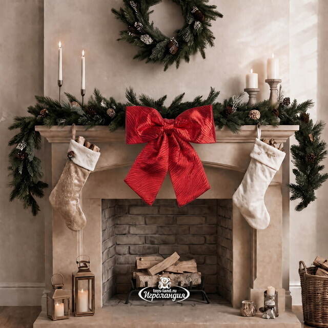 Бант на елку Лиадан 44*44 см красный Due Esse Christmas (Ду Эссе Кристмас)