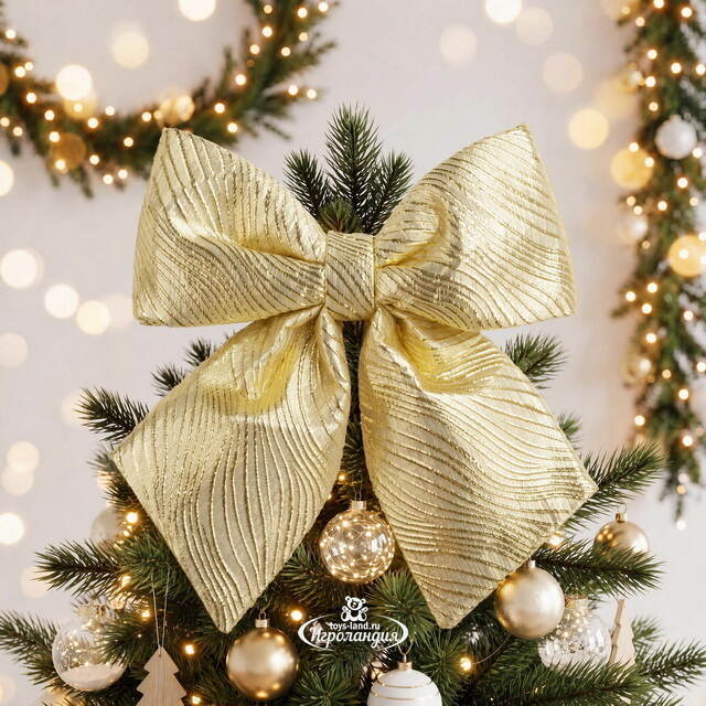 Бант на елку Лиадан 37*34 см золотой Due Esse Christmas (Ду Эссе Кристмас)