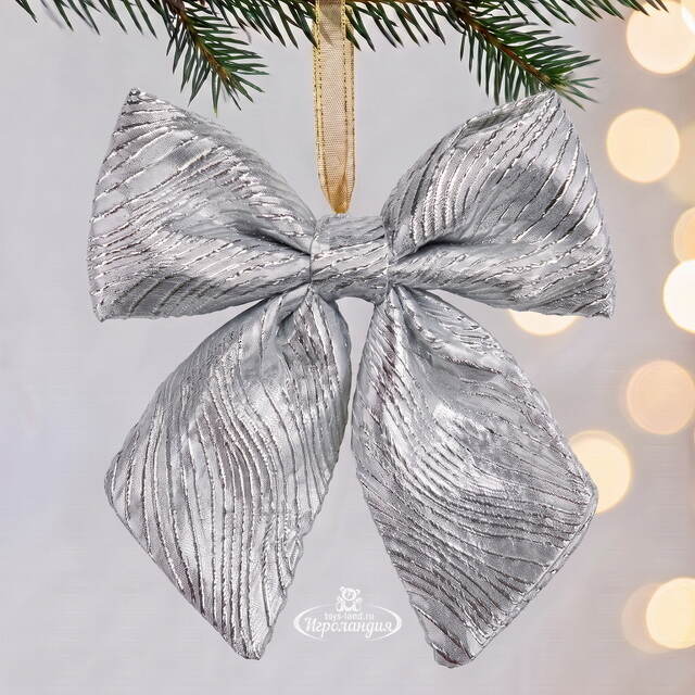 Бант на елку Лиадан 25*22 см серебряный Due Esse Christmas (Ду Эссе Кристмас)