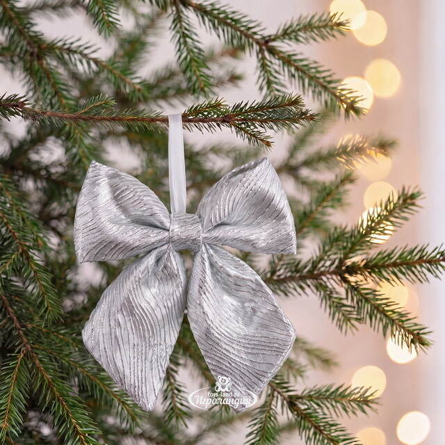 Бант на елку Лиадан 25*22 см серебряный Due Esse Christmas (Ду Эссе Кристмас)