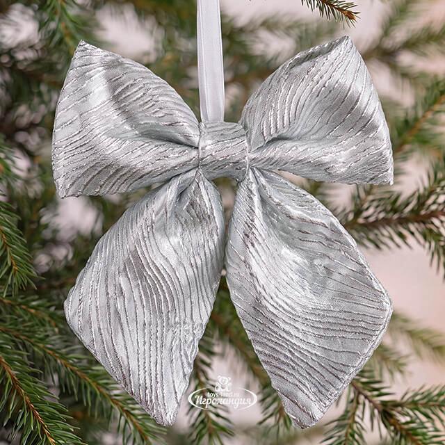 Бант на елку Лиадан 25*22 см серебряный Due Esse Christmas (Ду Эссе Кристмас)