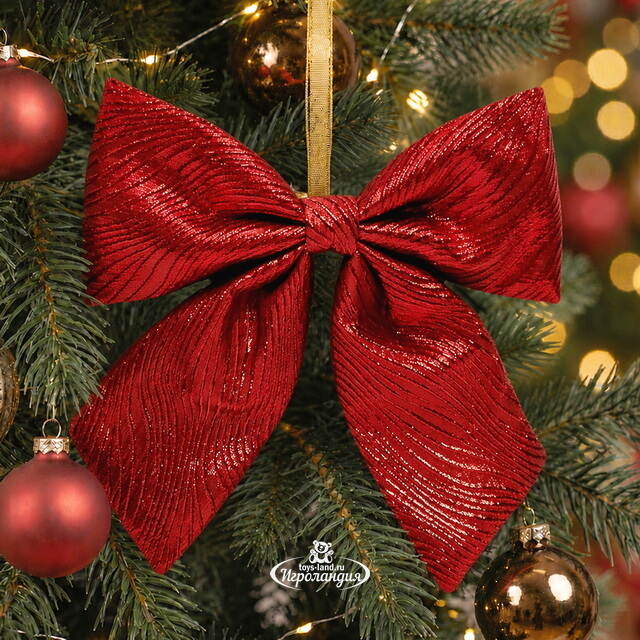 Бант на елку Лиадан 15*13 см красный Due Esse Christmas (Ду Эссе Кристмас)