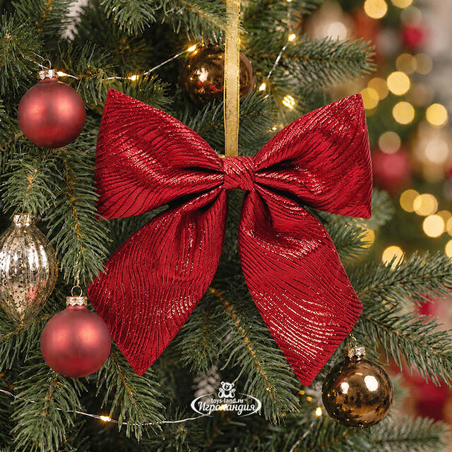 Бант на елку Лиадан 15*13 см красный Due Esse Christmas (Ду Эссе Кристмас)