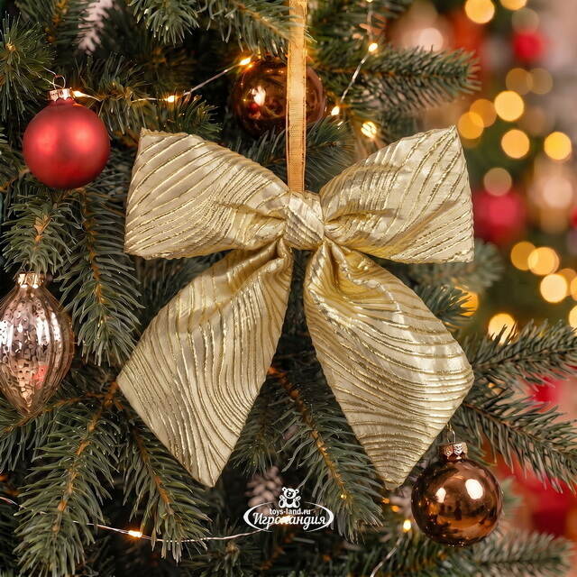 Бант на елку Лиадан 15*13 см золотой Due Esse Christmas (Ду Эссе Кристмас)